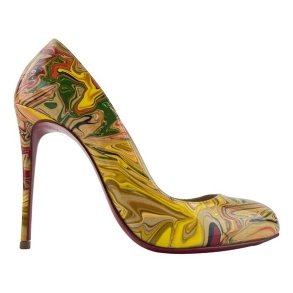 Christian Louboutin / FIFI Marble Patent pumps paint swirl Heels So Kate 38.5 - Picture 4 of 12